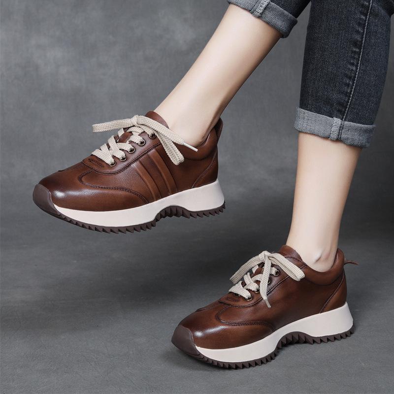 

Platinum Pace A/W Merlard Женские кожаные повседневные кроссовки на толстой нескользящей подошве 35 кофейный