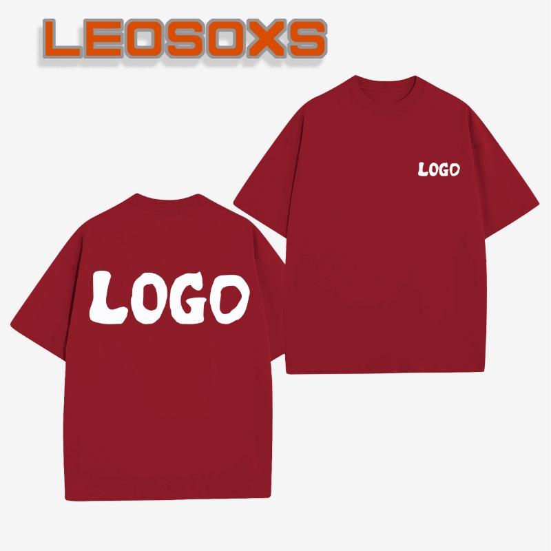 DIY Pattern Custom LOGO 100% Cotton 230G Casual Daily Sports Solid Color Unisex Fashion Loose Round Neck T-shirt S-5XL