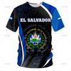 El Salvador Flag National Emblem 3D Print T Shirts Streetwear Harajuku Men Women Casual Sportswear O Neck Short Sleeve T-shirt