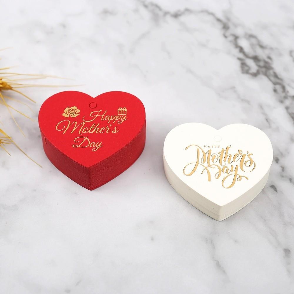 100pcs White Red Paper Gift Labels Heart Shaped Cards Cake Decor Tag  Festive & Party Supplies