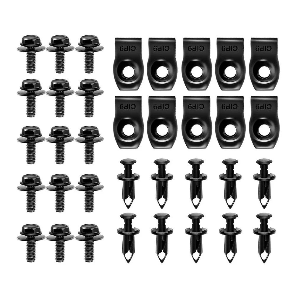 Car Body Bolts & U-nut Clips M6 Engine Cover Undertray Splash Shield Guard Bumper Fender Liner Retainer Fastener Rivet Screws