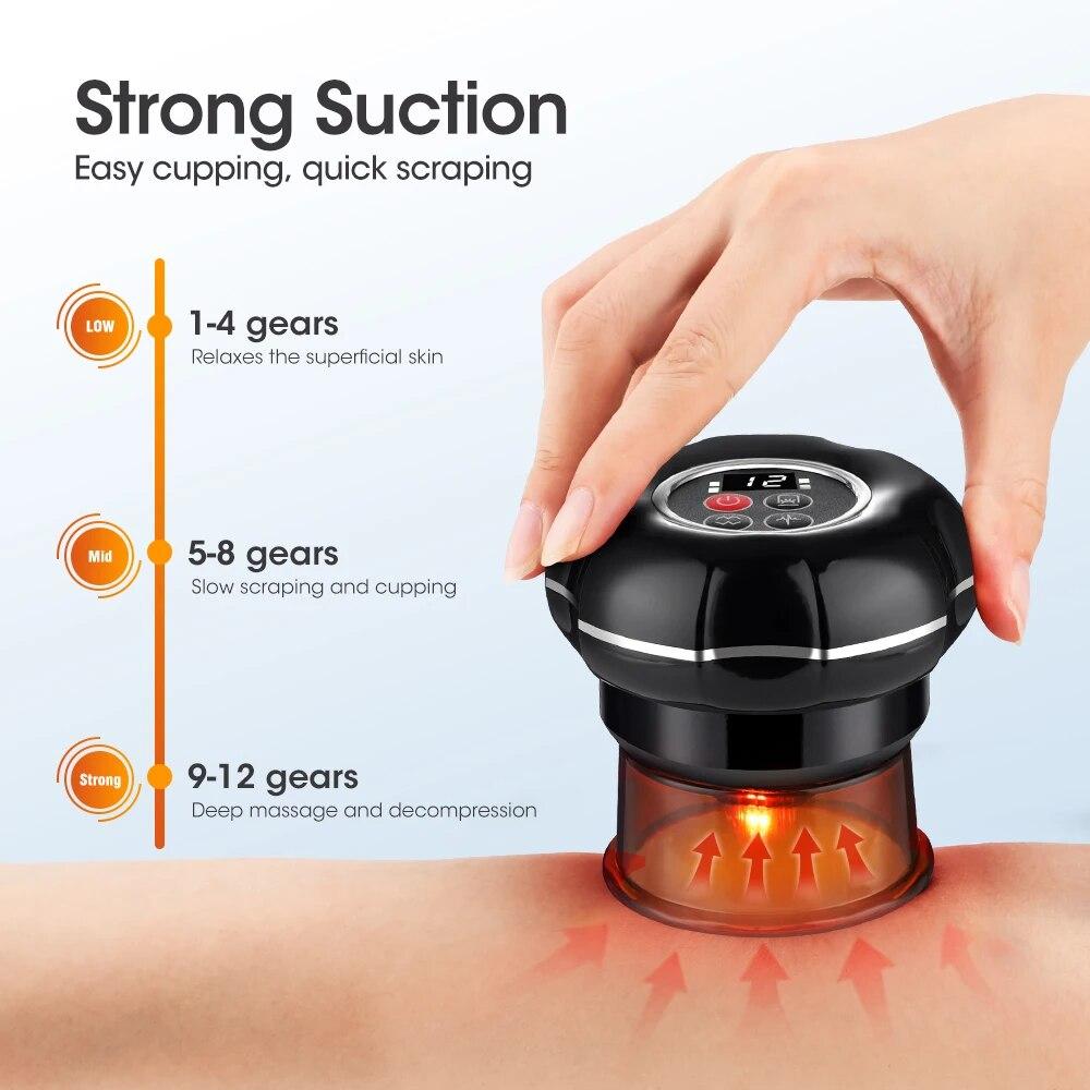 Intelligent Cupping Vacuum Massage Device 12 Gears Electric Heating Scraping Suction Cups Physical Fatigue Relieve Guasha Cans
