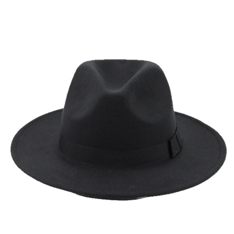 Unisex Retro Street Style Fedora-hatt med bred brätte - Jazzhatt i imitation av ullfilt