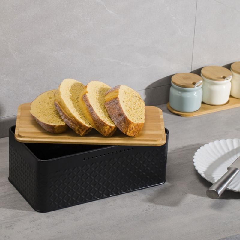 Kitchen Bread Storage Box Tall Bread Holder with Lid Large Metal Bread Organizer Cases Bread Loaf Storage Container
