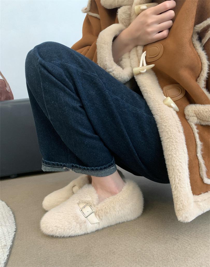 

Mao Mao shoes for women s winter wear 2025 new spring and autumn models with thick soles and an inner height increase of 5cm, piled bean cotton shoes 39 абрикосовый