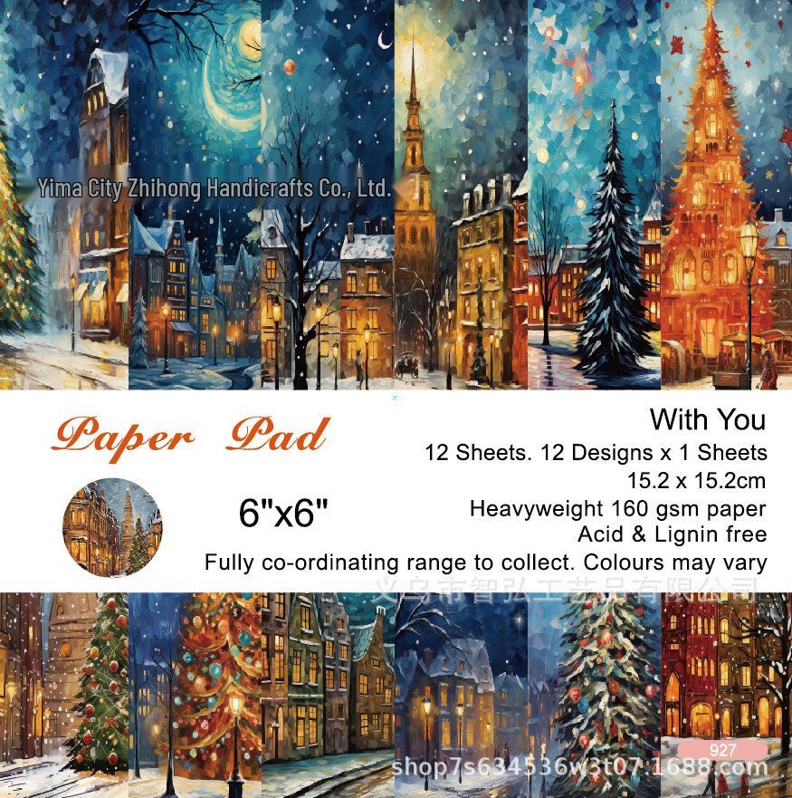 6-inch DIY Photo Album Background Paper - Single-sided, 12 Unique Designs (1 Sheet/Set)