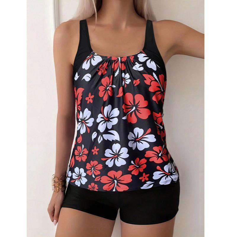 Split Swimsuit Suit Women's Tankini Printed Vacation Boxers Two-piece Set