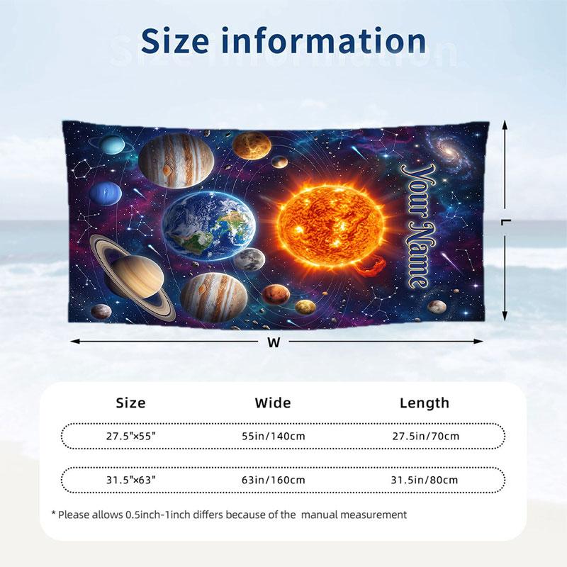 Adventure Journey Theme Beach Towel Personalized Custom Name & Text Soft Quick Dry Beach Towel for Swimming Travel