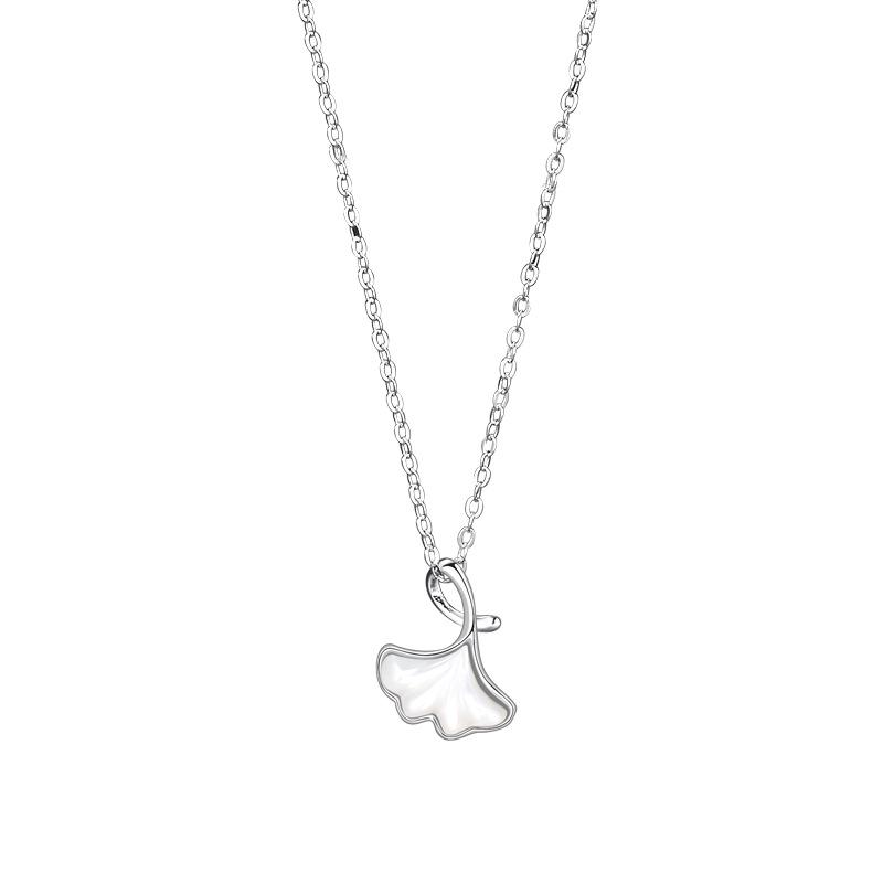 S925 Sterling Silver Ginkgo Leaf Necklace - Women's Forest Style, Light Luxury Clavicle Chain