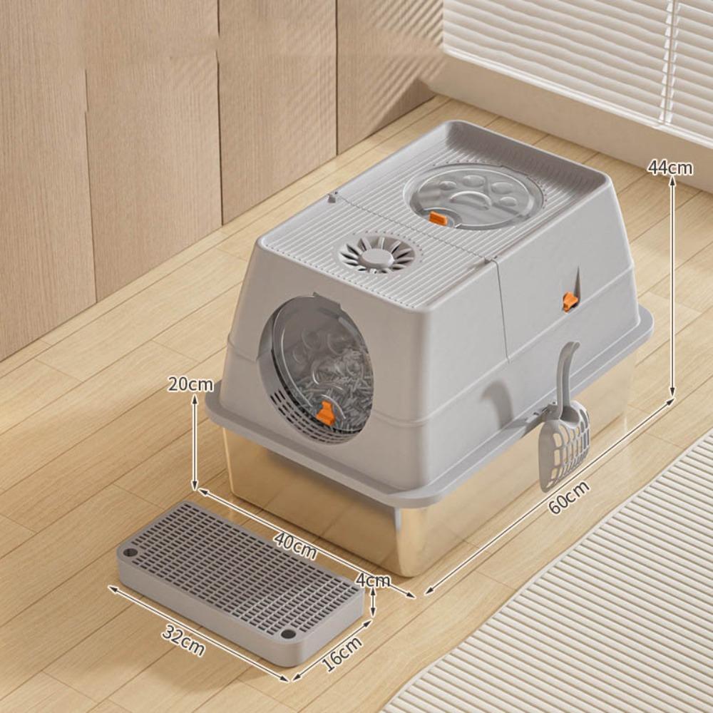 Stainless Steel Cat Bedpans Anti-splash Cover Cat potty New Cat Litter Box  Pet Supplies