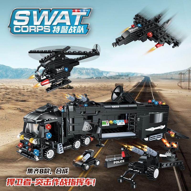 Building Block Small Particle Aircraft 8 In 1 Swat Team Six-Year-Old Boy Toy