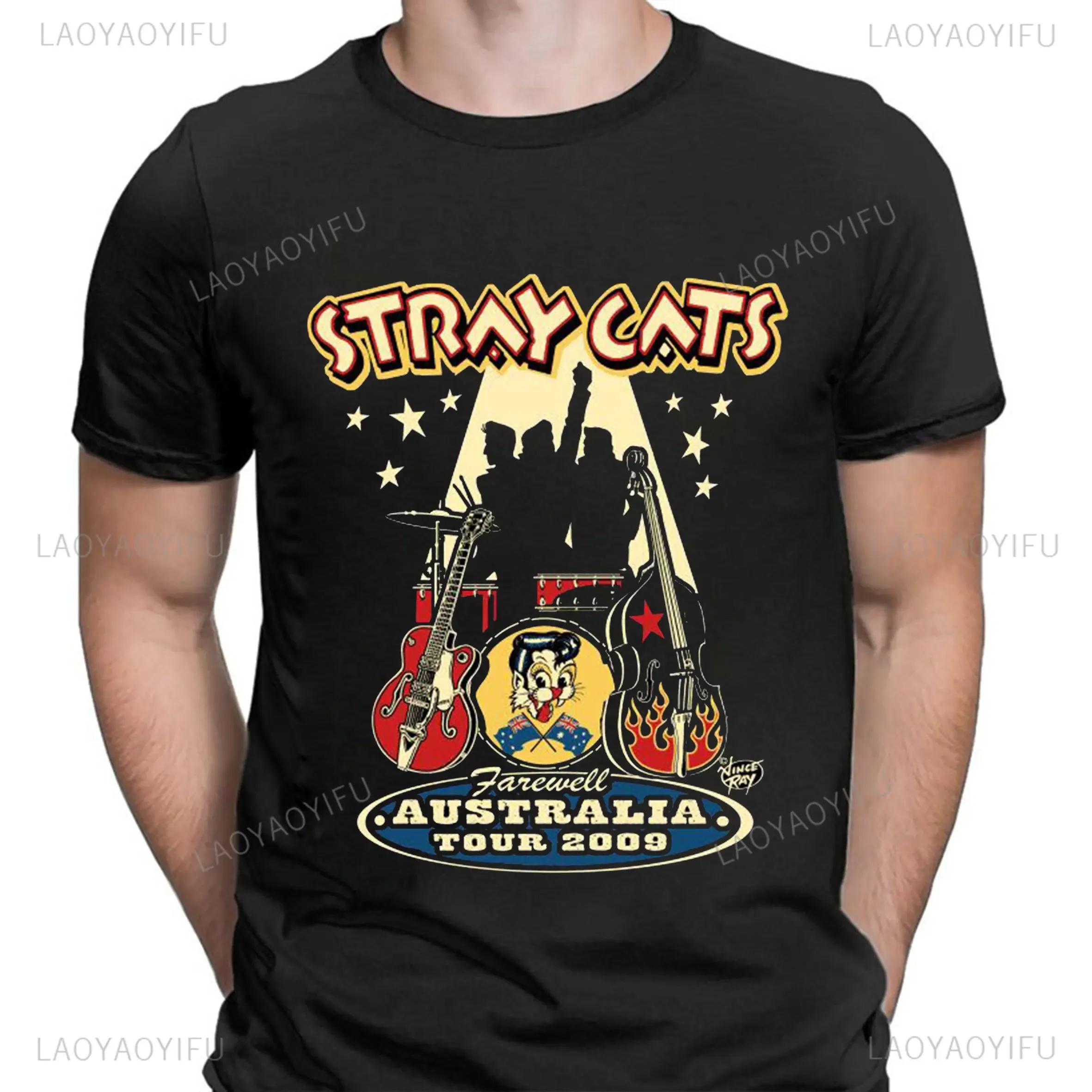 

Stray Cats Rock Classic Tshirt American Rockabilly Band Fans Hipster Streetwear Fashion Breathable Boy Girl Men Cotton T Shirts XXXXXL чёрный