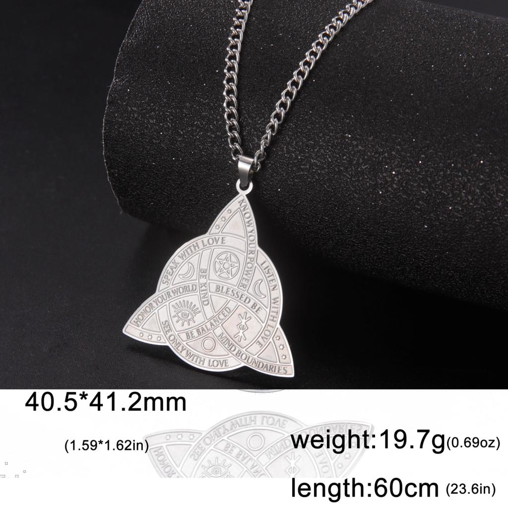 LIKGREAT Triquetra Symbol Pendant Necklace Stainless Steel Trinity Irish Celtic Witch Knot Amulet Religious Jewelry Gifts