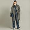 ELLE French Style Gray Sheepskin Mid-Length Single-Breasted Casual Loose Versatile Hooded Long Sleeve Double-Sided Wool Soft Coat Women Coats EN36356