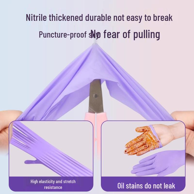 Extra-Long Food-Grade Nitrile Gloves: Disposable, Thick, Durable, Waterproof, Non-Slip for Household Cleaning