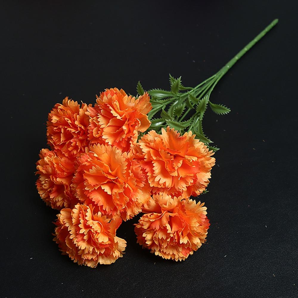 Silk Cloth Artificial Carnation Bouquet Photography Props 7 Heads Simulated Carnation Mother's Day Gifts Wedding Fake Flower