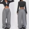 RogueWave Y2k Grijze Joggingbroek Dames Vintage Hip Hop Koreaans Casual Joggers Broek Oversized Harajuku Amerika Retro Broek