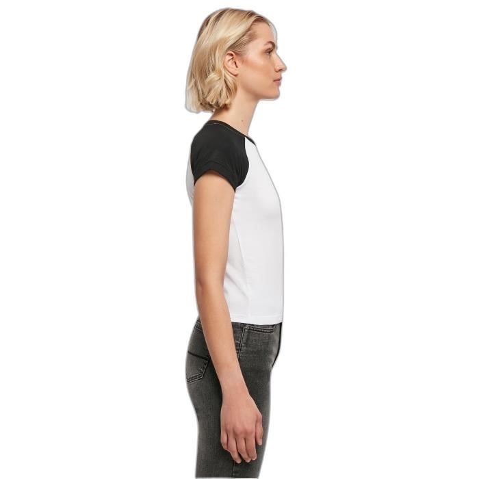 T-shirt baseball retro femme Urban Classics Organic Stretch GT - blanc/noir - 2XL