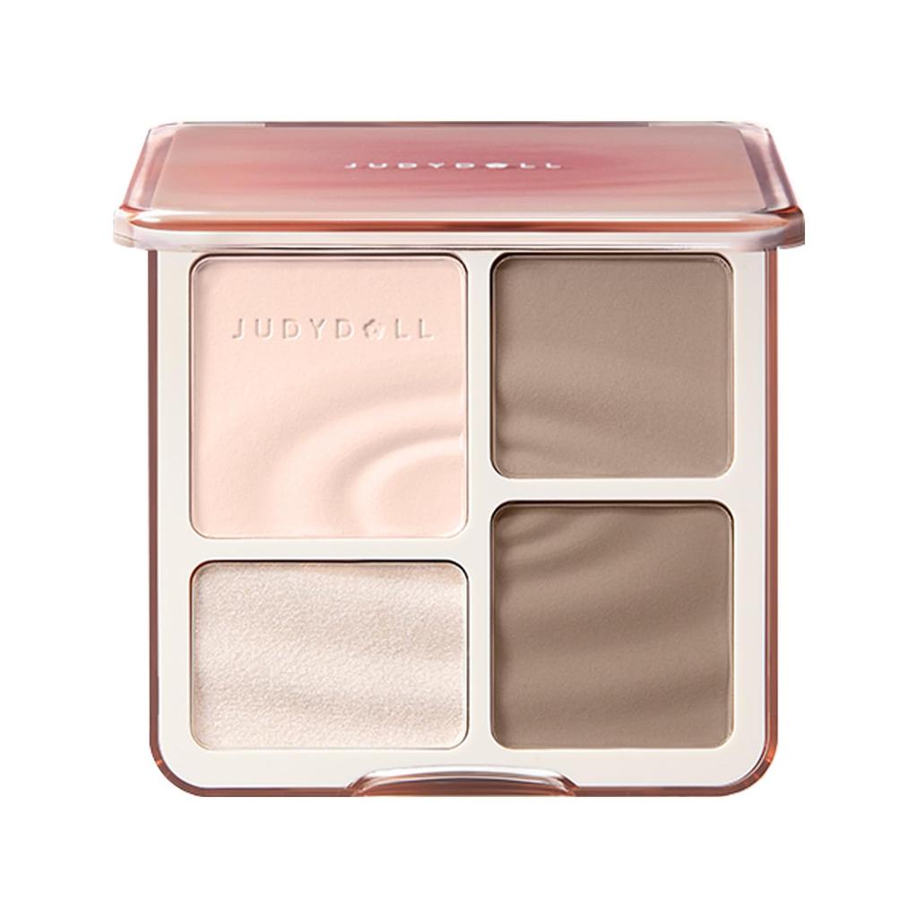 Palette d'ombres à paupières Judy Doll Chinese Cosmetics pour le contouring, l'illumination et l'ombrage pour un look dimensionnel, un effet amincissant et le contouring du nez (Convient pour le chaud