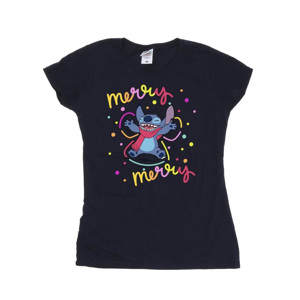 Disney Womens/Ladies Lilo & Stitch Merry Rainbow Cotton T-Shirt