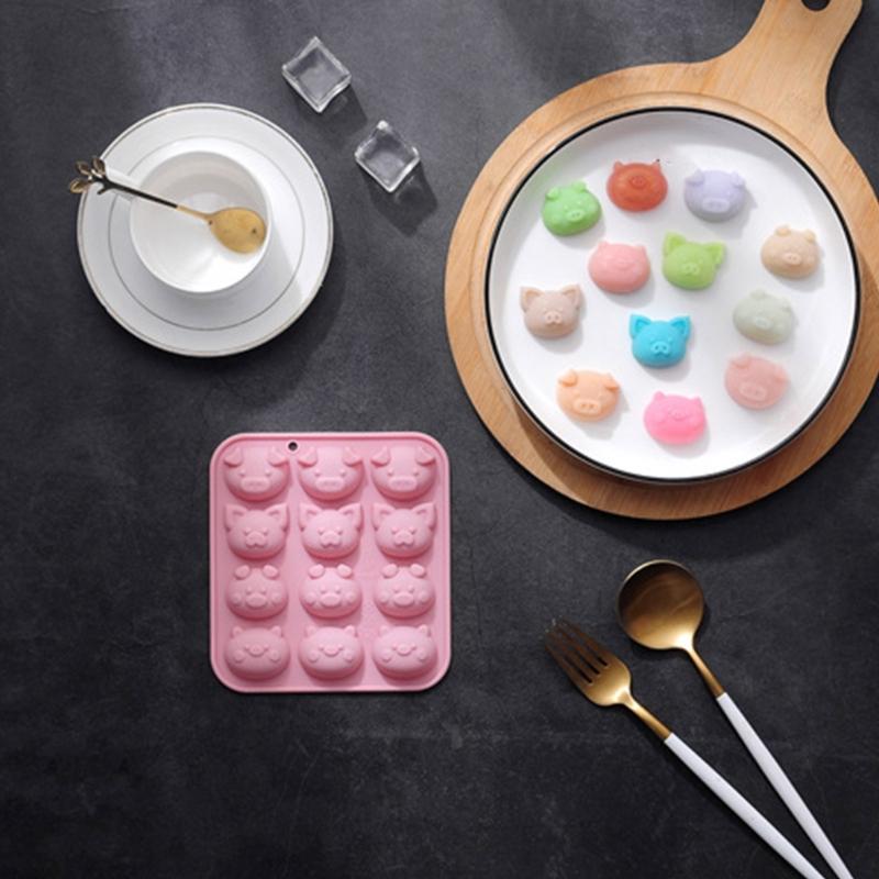 Schweinchenförmige Zucker-Silikonform, Kuchenform, Gemüse-Fudge-Form, Schokoladeneisblock, französische Dessert-Kuchendekorationen