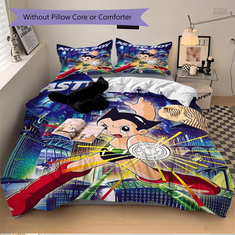 Astro Boy Print 3Pcs Bedding Set,Duvet Cover with 2 Bedro,Pillowcase Home Birthday Gift