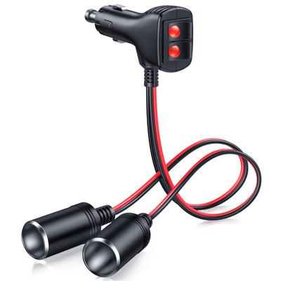 Adaptador divisor de enchufes para coche de 1 a 2, puerto de carga, 16 AWG, 12/24 V, divisor de 2 vías con fusible de 10 A