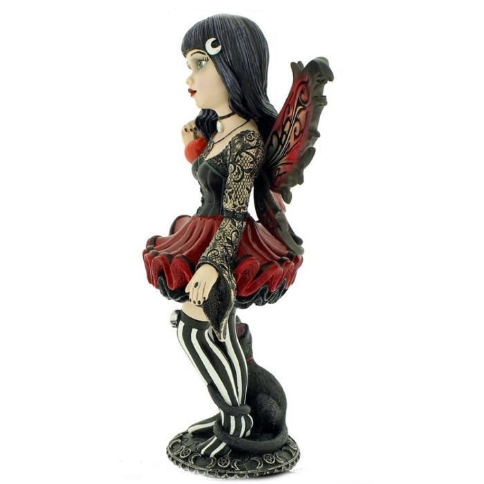 Jouet - Fille fée gothic noir et rouge avec chat - Mixte - A partir de 3 ans
