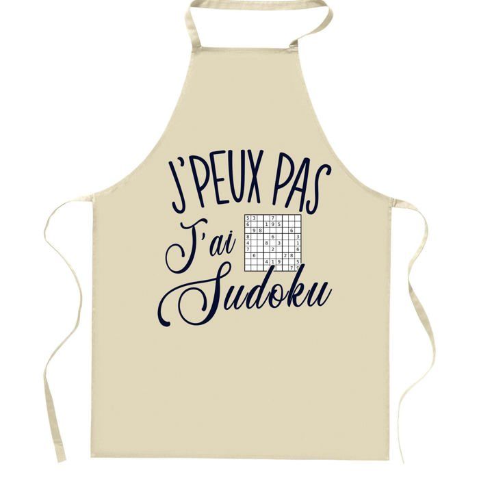 Tablier de cuisine - Planetee - Motif Sudoku "J'peux pas" - Coton épais - Imprimé en France