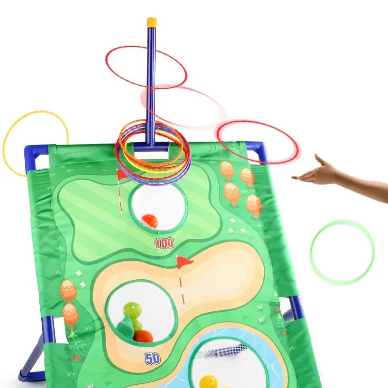 3In1 Outdoor Games for Children Kids Golf Set Toy Sports Golf Putting Practice Mat Bean Toss Bag Leisure Time Corn Hole Set