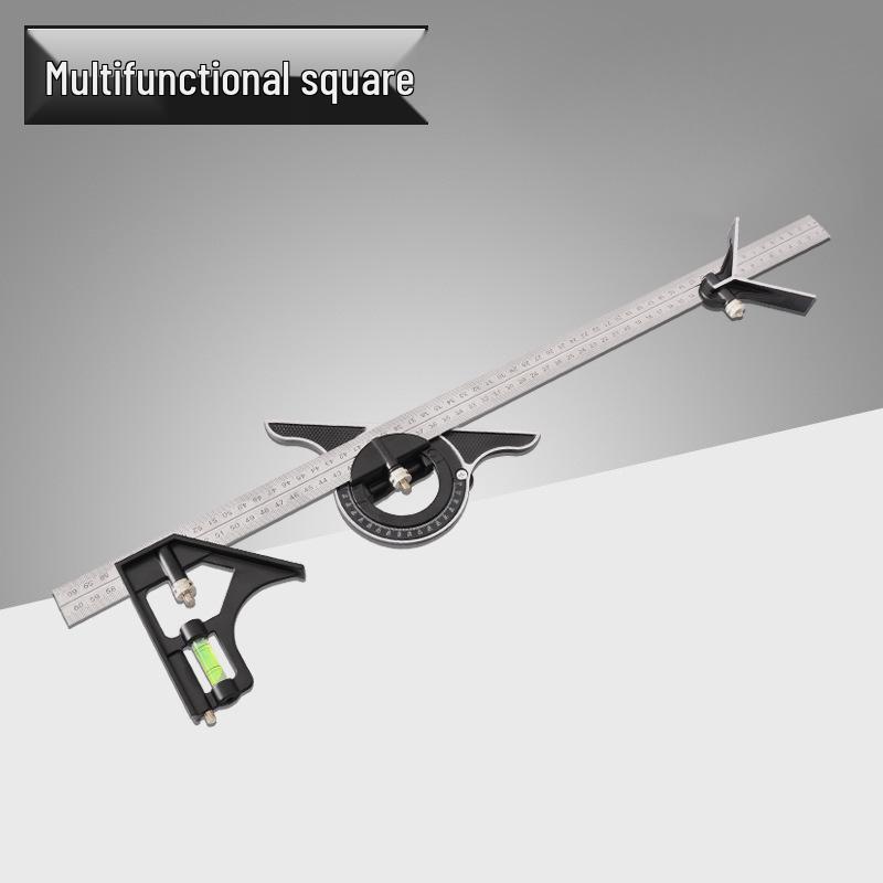 Aluminum Alloy Multifunctional Combination Square Ruler - 600mm Length, 300mm Movable Right Angle Ruler, Woodworking Angle Tool.
