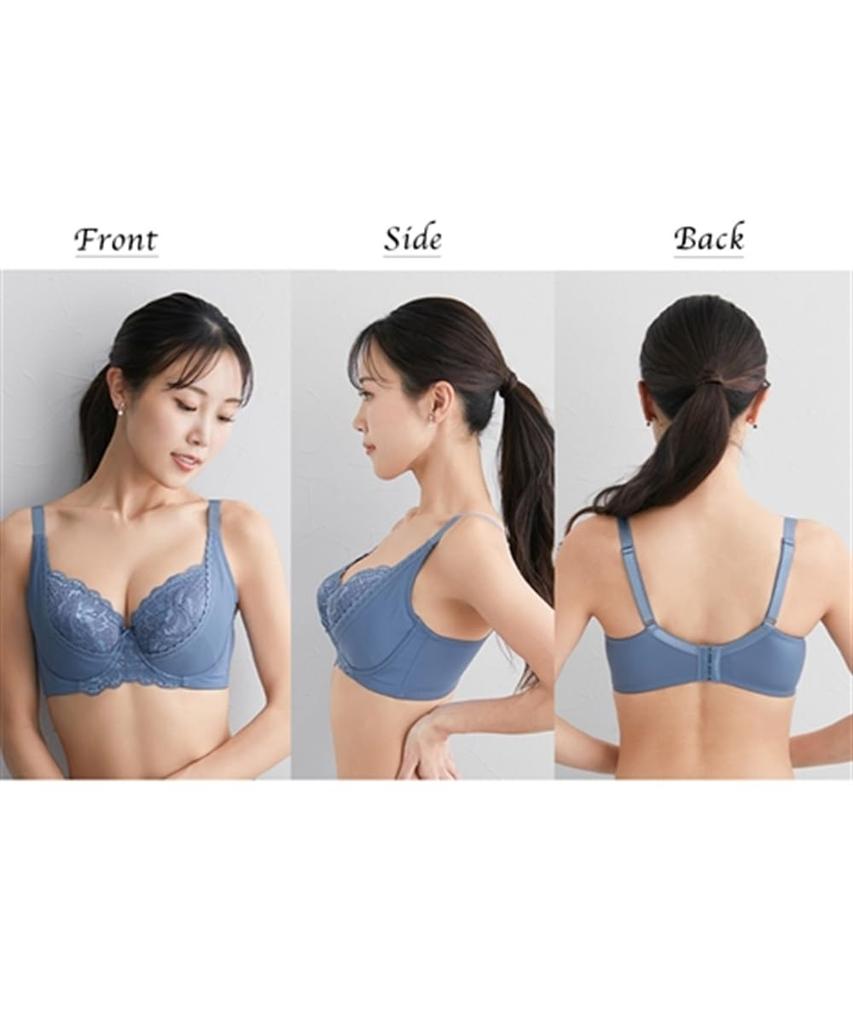 Nissen Bra Floral To Prevent Breast Sagging Large Blue F80 Women's Lift-Up (Large Lace) (Triumph) (For Breasts)