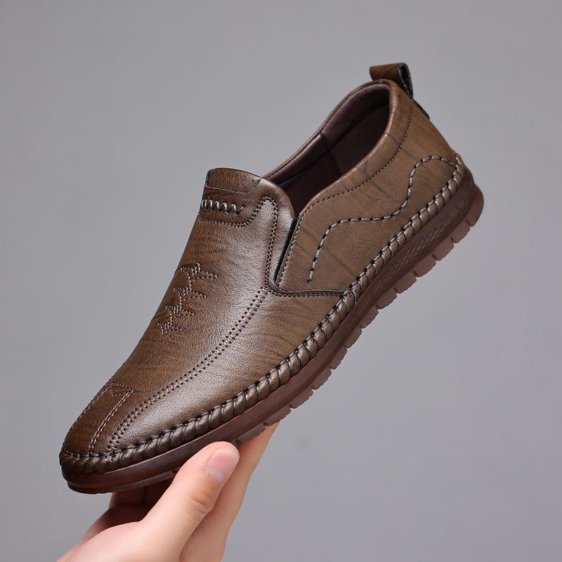 Leather Hollowed-out Breathable Lazy One-pedal Casual Leather Shoes Loafer Men's Shoes