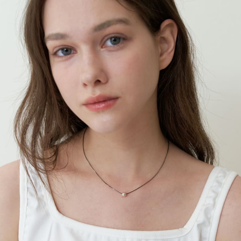 

KINDABABY [925silver] black line silver ball necklace silver