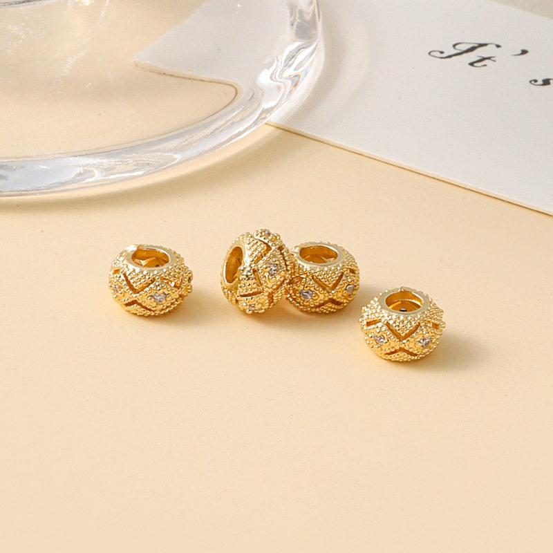 Gold-Plated Hollow Lace Spacer Beads, 5mm, Large Hole for DIY Jewelry Crafting