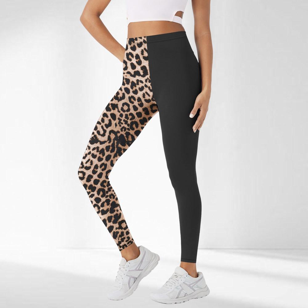 Pocket Style High-Waisted Yoga Pants Women's Leopard Print Fitness High-Stretch Butt-Lifting Sports Leggings
