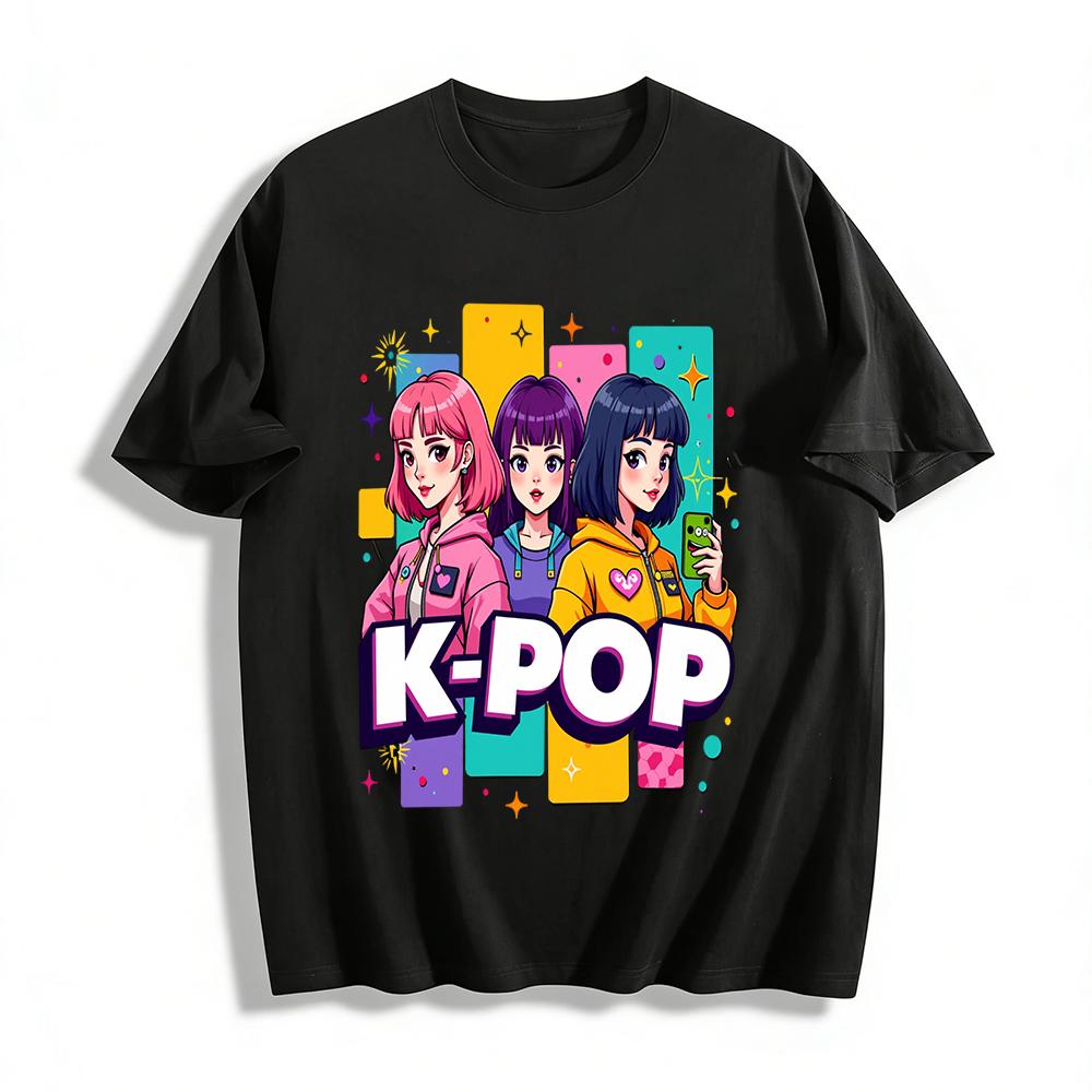 

KPOP Girl Group Print Hoodie Trendy Sweet Cool Loose Sweatshirt Casual Coat For Teens Pure cotton T-shirt XXS