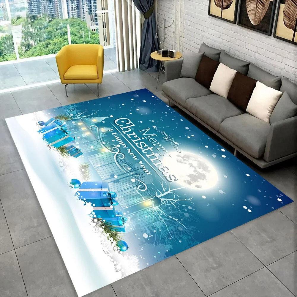 Santa Claus Christmas Carpet Tree Large Area Rug Living Room Rug Bedroom Sofa Doormat Christmas Decoration Non-slip Floor Mat