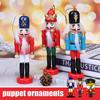 6 Pcs Nutcracker Soldier Christmas Wooden Nutcracker Soldier Tall Christmas Ornaments Figures Puppet Toy Christmas Tree Hanging Decorations Decor Gift