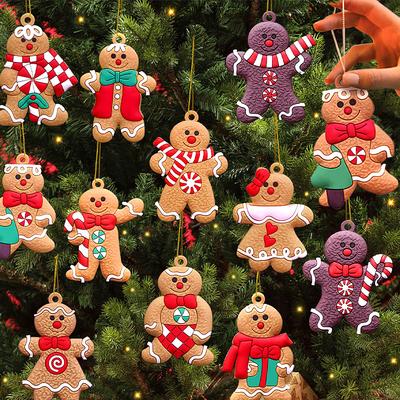 1set Gingerbread Man Ornaments Christmas Decorations Tree Hanging Charms Pendants for Home Kids Christmas New Year DIY Gift