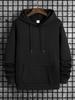 Vintage Oriental Coiled Dragon Red Fire Detail Graphic Solid Black Oversized Hoodie for Men, Hip Hop Daily Sports Streetwear Hooded Sweatshirt