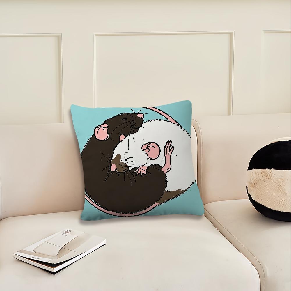 Süßer Cartoon-Ratten-Kissenbezug Kissenbezug Dekoration Zimmer Zuhause Sofa Wohnzimmer Büro Auto Nordische Schlichtheit