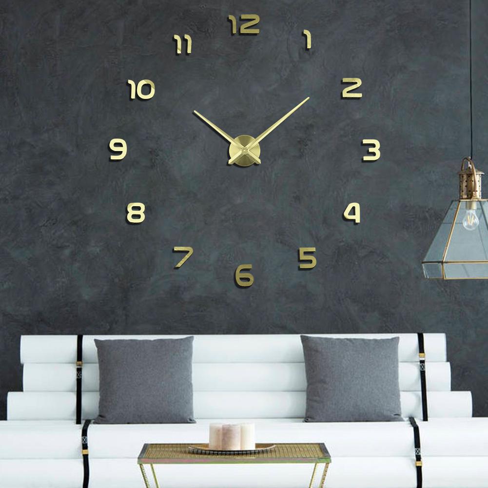 City Art Unique Nordic Luxury Acrylic Sticker Silver Big DIY 3D Home Decoration Modern Wall Clocks Wall Horloge Reloj Pared