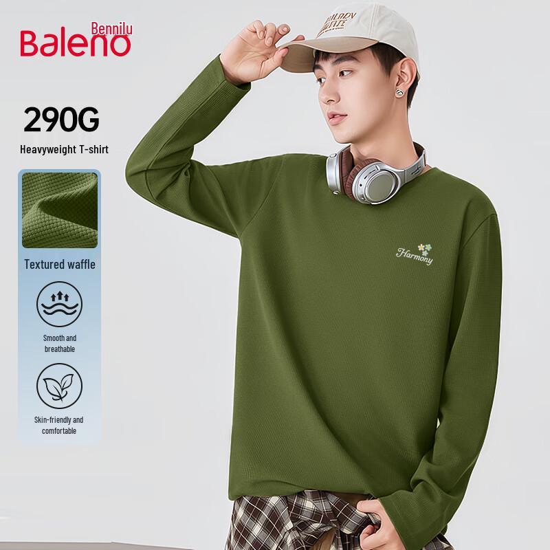 Baleno Men's 290g Heavyweight Waffle Knit Long Sleeve T-Shirt