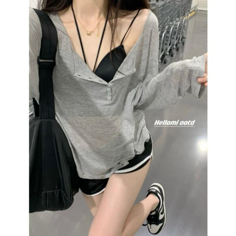 Long Sleeve Shirt, Thin Sunscreen Shirt, Cool Top, Summer Girl Loose Royal Design Trendy