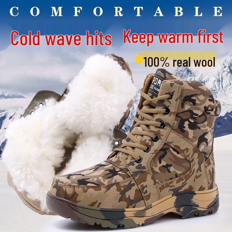 

Xunzhanying Men s Winter Warm High-Top Wool Snow Boots 38