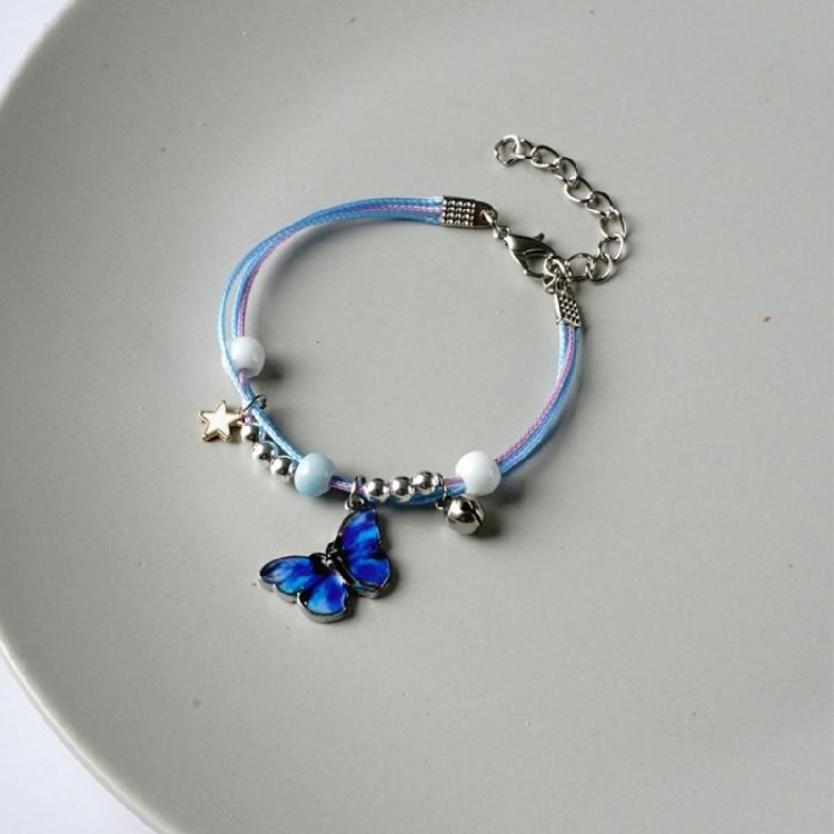 Stylish Alloy Butterfly Beaded Bracelet Anklet with Colorful Adjustable Woven Rope for Women Girls Birthday Parties