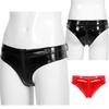 Women's Wet Look Patent Leather Booty Shorts Low Waist Zipper Crotch Briefs Panties Hot Pants