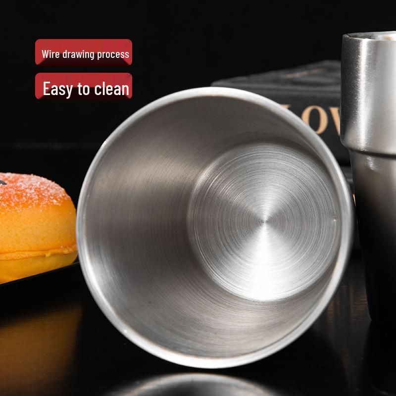 Korean Industrial Style 304 Stainless Steel Double-Walled Gold Beer Mug and Tea Cup