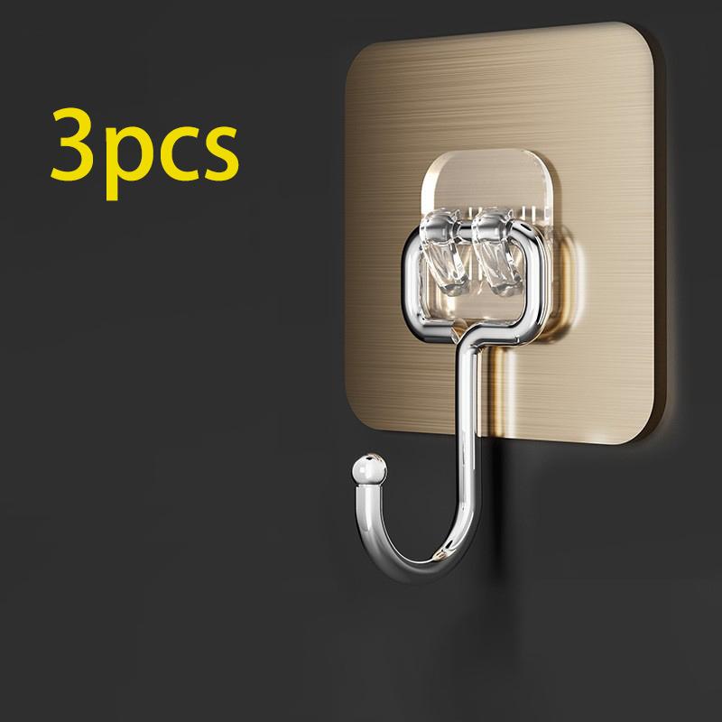 

3pcs Strong Large Hook Multi-Purpose Self Adhesive Hook Heavy Duty Wall Hooks Door Key Towel Wall Hook for Bathroom Kitchen Home